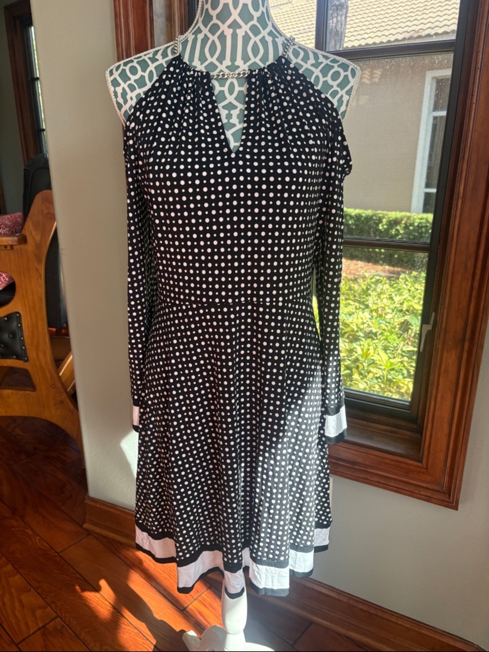 Michael Kors Black Polka Dot Cold-Shoulder Dress